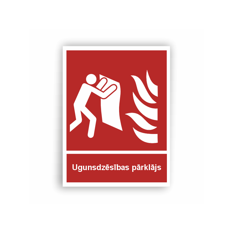 Luminiscējoša zīme “Ugunsdzēsības pārklājs + paskaidrojošais teksts”