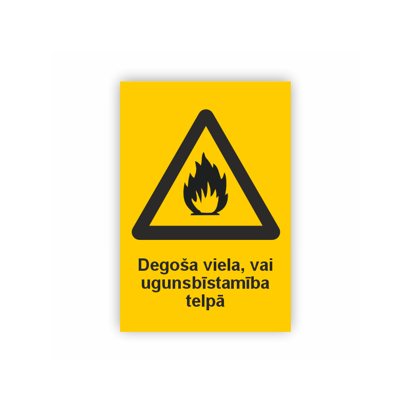 Zīme “Degoša viela vai ugunsbīstamība telpa”
