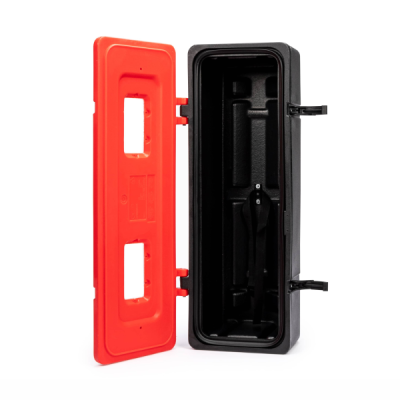 Plastikāta kaste, 9-12 kg ugunsdzēsības aparāta izvietošanai, 830x310x265 (ar stiklu)