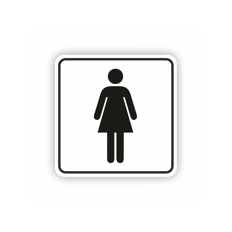 Zīme "WC simbols" sieviešu, melnbalta