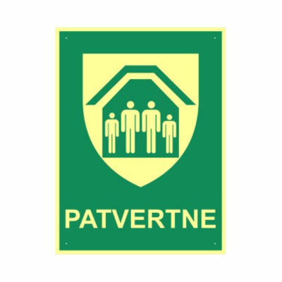 Luminiscējošā zīme "Patvertne"
