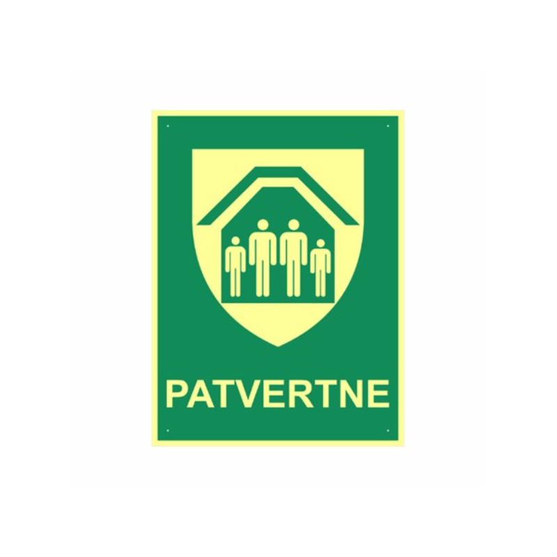 Luminiscējošā zīme "Patvertne"