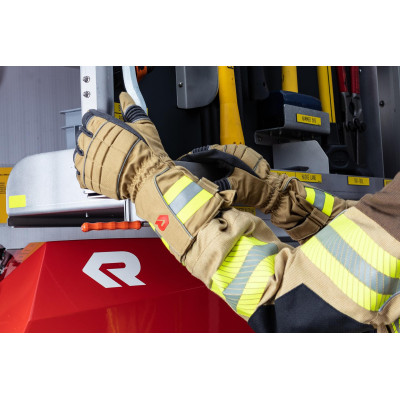 Ugunsdzēsēju aizsargcimdi SAFE GRIP 3 ar manšeti (smilškrāsas,dzelteni)